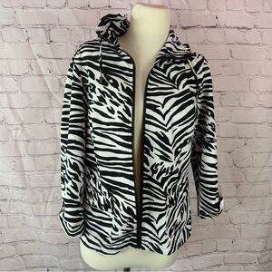 chico's zenergy activewear Womens S Zebra animal Print full zip Jacket